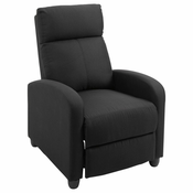HOMCOM oblazinjen fotelj za sprostitev s 135- stopinjskim naslonom in odstranljivim podnožjem, v črnem platnu, 69x87x100,5 cm
