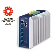 PLANET Industrial Layer 3 5-Port Managed L3 10G Ethernet (100/1000/10000) Aluminium, Blue