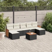 8-dijelni set vrtnih sofa od poliratana s jastucima crni Crna 59 x 62 x 69 cm