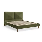 Zelena oblazinjena oblazinjena zakonska postelja z letvenim dnom 140x190 cm Mara – Bobochic Paris
