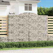 Greatstore Obokana gabionska košara 300x50x220/240 cm pocinkano železo