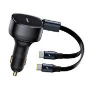 BASEUS 2-u-1 auto punjac s dva USB-C kabela 33W - crni