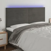 Vidaxl vidaXL Vzglavje postelje z LED diodo temno sivo 180x5x118/128 cm žamet