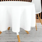 shumee Prt, odporen proti madežem, primeren za 4 letne čase, mehak, trpežen, brezšivni rob, enostaven za vzdrževanje, idealen za poroke, praznike in zabave, krog 160 cm, bel