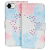 AVIZAR Denarnica za iPhone 17e motiv srca s stojalom in trakom, Modra/Roza, (5000274046)