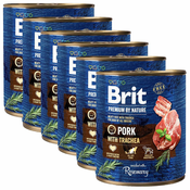 Konzervirana hrana Brit premium by Nature Pork & Trachea 6x800 g
