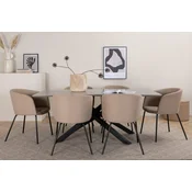 Venture Design Jedilna miza in stol Piazza in Berit, miza 76x180x90 cm, stol 55x78x55 cm, črna, bež, siva