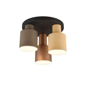 Trio Lighting Stropna svetilka Agudo, večbarvna, 3-svetlobna Rondell - Dnevna soba / jedilnica - Sodobni - kavno rjava, bež, taupe, črna mat, bela - Kovina