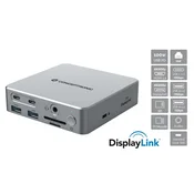 Conceptronic doka za prijenosna računala - DONN25G (USB-C na HDMI/DP/USB-C PD/USB-A/SD/TF/RJ45/Audio)