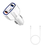 OEM Komplet za hitri polnilnik za avto 12V/3,5A, 1 podatkovni kabel Type-C 3A, združljiv z Galaxy S21, S22, bel