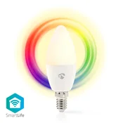 Nedis Barvna pametna LED žarnica SmartLife | Wi-Fi | E14 | 470 lm | 4,9 W | RGB/topla do hladna bela | 2700–6500 K | Android/iOS | 1 kos