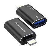 OTG adapter Techsuit AluVoltX A18 USB-A v Lightning aluminij, hitri prenos podatkov - črn