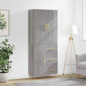 Greatstore Visoka komoda siva sonoma 69,5x34x180 cm inženirski les