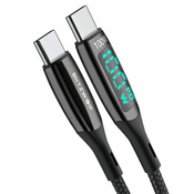 Blitzwolf kabel USB-C do USB-C BW-TC23, z zaslonom, 100 W, 0,9 m (črn)