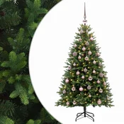 Vidaxl Umjetno božično drevo z okrasnimi kroglami 120 cm 150 LED