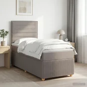 vidaXL Postelja boxspring z vzmetnico Taupe 80 x 200 cm Blago