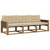 Set vanjskih sofa s jastukom 3 pcs Prirodna i bež