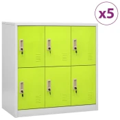 Vidaxl omara s ključavnico 5 kosov siva in zelena 90x45x92,5 cm jeklo