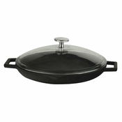 LAVA Črna litoželezna žar ponev s steklenim pokrovom LAVA, 30 cm, (21271595)