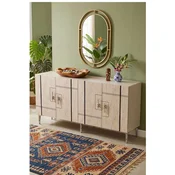 Hanah Home komoda Ilay 150, 150 cm, bela / travertin / srebrna