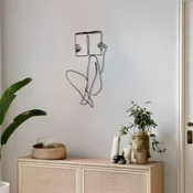 WallXpert metalni zidni ukras DCV-1015-MT, linijska žena koja cita knjigu, 40 x 25 cm, crni