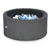 shumee Suhi bazen 90x40 Corduroy Graphite 300 kroglic: prozorna, bela, srebrna, svetlo modra