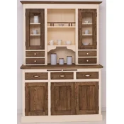 Casa Padrino country style dining room cabinet cream/dark brown 137 x 50 x H. 197 cm - Solid wood kitchen cabinet - Dining room furniture in country style - Country style furnishings