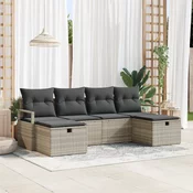 6 Dijelna garnitura za vrt s jastucicima Svjetlosiva Poly Rattan