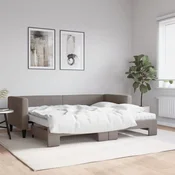 Izvlečna dnevna postelja z vzmetnico taupe 80x200 cm blago