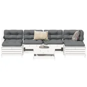 7-dijelni set vrtnih sofa bijeli od masivne borovine