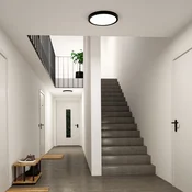 Paulmann LED-stropna svetilka Abia 2, premer 40 cm, črna, CCT - Dnevna soba/jedilnica - Sodobni - črno - Plastika