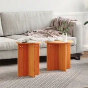 Vidaxl Klubska miza 2 pcs Voščeno rjava 41.5 x 41.5 x 41 cm