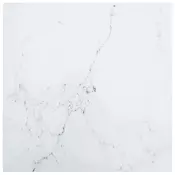 Stolna ploca bijela 60x60 cm 6 mm staklena s mramornim uzorkom