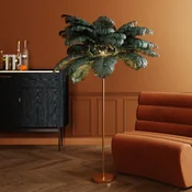 KARE Talna svetilka Feather Palm s perjem, zelena - Dnevna soba/jedilnica - Dizajn - zelena, medeninasta - Kovina