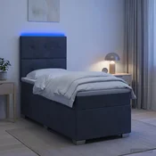 Boxspring krevet s madracem Tamnosiva 90 x 190 cm Baršun 90 x 190 x 140.5 cm
