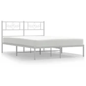 Vidaxl Kovinski posteljni okvir z vzglavjem bel 120x190 cm