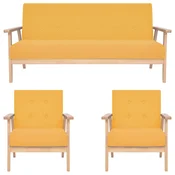 3-dijelni set sofa od tkanine žuti
