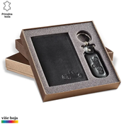 Princ Leather Poklon set, Privezak i futrola za dokumenta, Crni