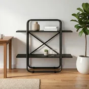 vidaXL Knjižna polica 2 ravni 80 x 35 x 70 cm PB Črni hrast