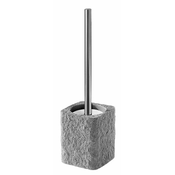 Straniščna ščetka s prostostoječim stojalom ARIES, siva - Siva imitacija kamna - 24 - Polimerna smola - Stojalo - Kvadratna - Gedy - ARIES - 104x374 mm - Ščetka za straniščno školjko