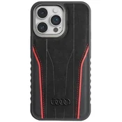 Audi Etui Audi Genuine Leather z MagSafe za iPhone 15 Pro Max - črno-rdeče