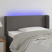 Vidaxl vidaXL Vzglavje postelje z LED svetlo sivo 93x16x78/88 cm umetno usnje