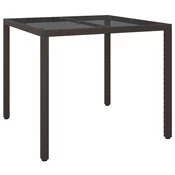 vidaXL Vrtna Jedilna Miza Rjava 90x90x75 cm Poli Ratan