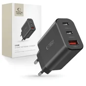 Tech-protect Polnilnik Tech-Protect NC30W omrežni 2x USB-C PD 30W/USB-A QC 3.0 - črn