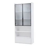 SONNENH Vitrina, 80 x 34 x 180 cm, MDF/steklo, bela, led osvetlitev, predali za shranjevanje, za pregledno shranjevanje
