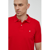 Pamucna polo majica United Colors of Benetton boja: crvena, jednobojni model