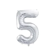 shumee Folija balon številka 5, 86 cm, srebrn