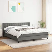 Greatstore Box spring postelja z vzmetnico temno siva 180x200 cm blago