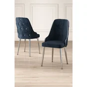 Hanah Home set trpezarijskih stolica Krax 4 kom, antracit tkanina Babyface, hromirane metalne noge