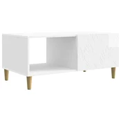 vidaXL Klubska miza Bela visok sijaj 90 x 50 x 40 cm Inženirski les